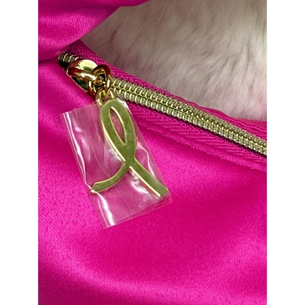 Estee‎ Lauder Breast Cancer Awareness Pink Satin Bow Cosmetic Bag Hot Pink New